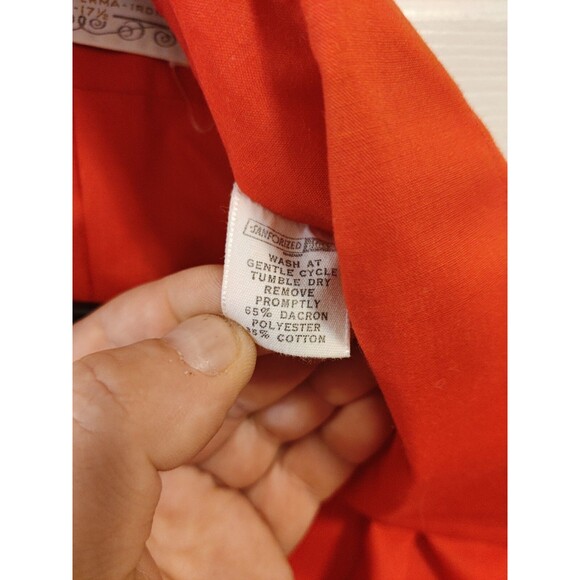 Vintage Arrow "Shirt Tails" Color Red Long Sleeve Point Collar Shirt 17-17 1/2 - Picture 4 of 8